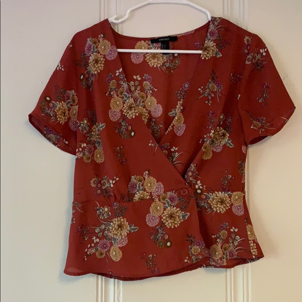 Burnt orange floral top